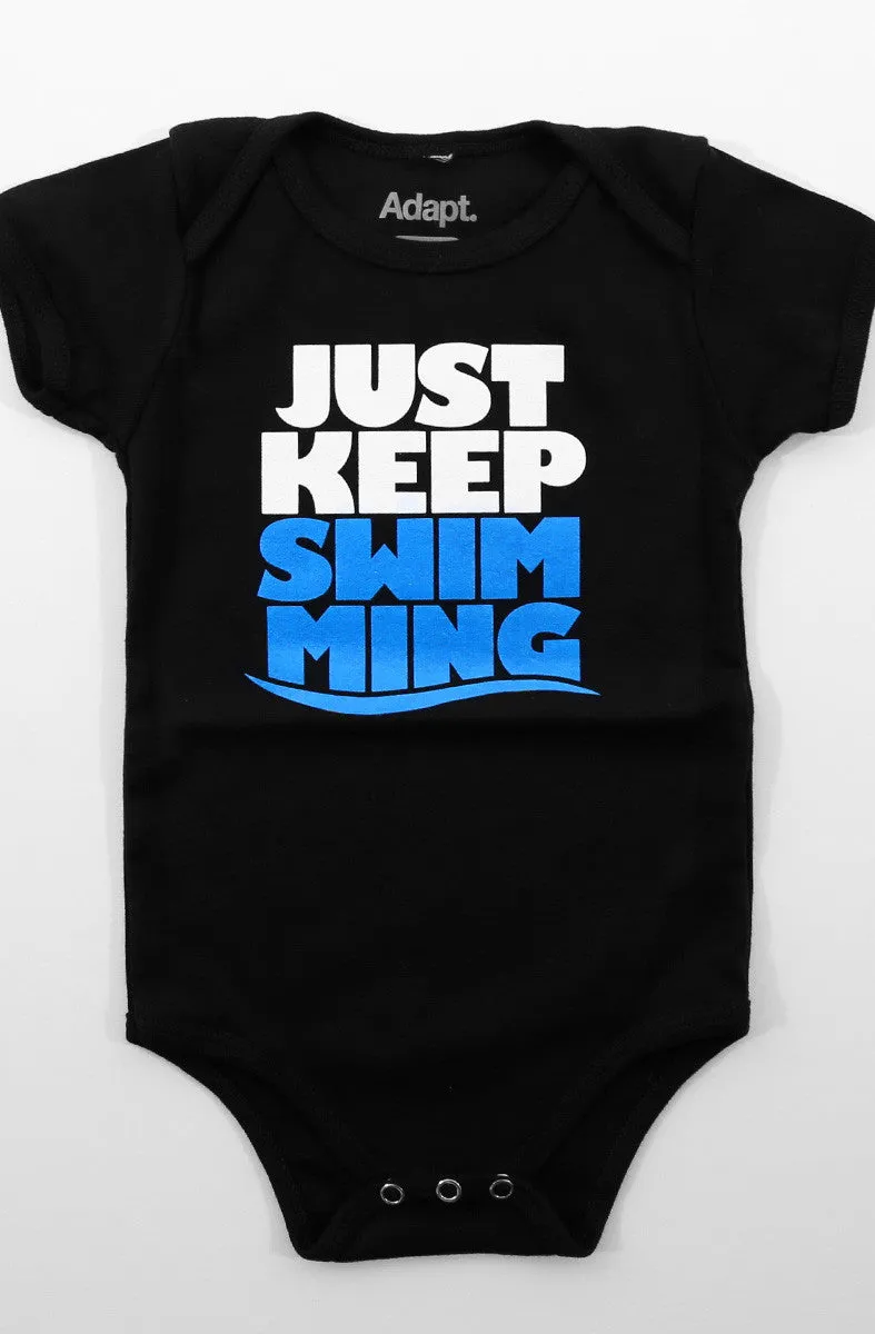 Keep Swimming (Baby Black Onesie)