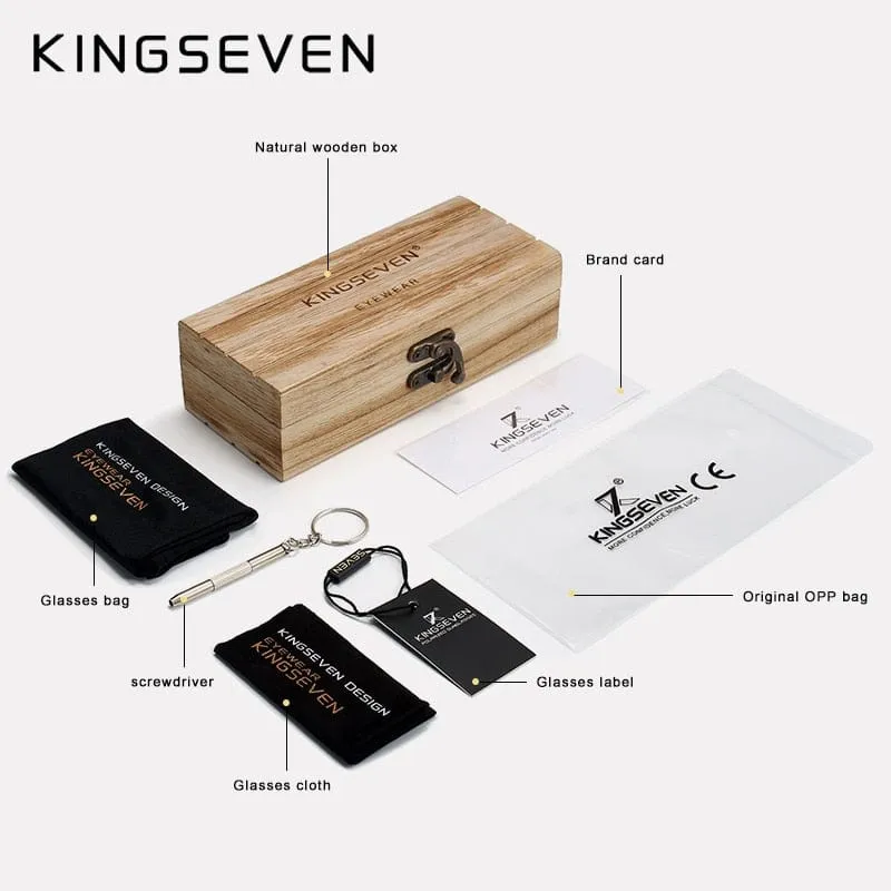 KINGSEVEN New Black Walnut Sunglasses Wood Polarized Sunglasses Men's Glasses Handmade UV400 Protection Eyewear Retro Wooden Box