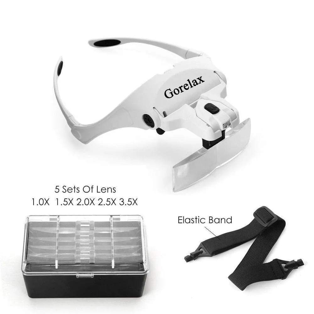 Magnifying Glasses LED Light Lamp Head Loupe Jeweler Headband Magnifier Eye Glasses Optical Glass Tool Repair Reading Magnifier