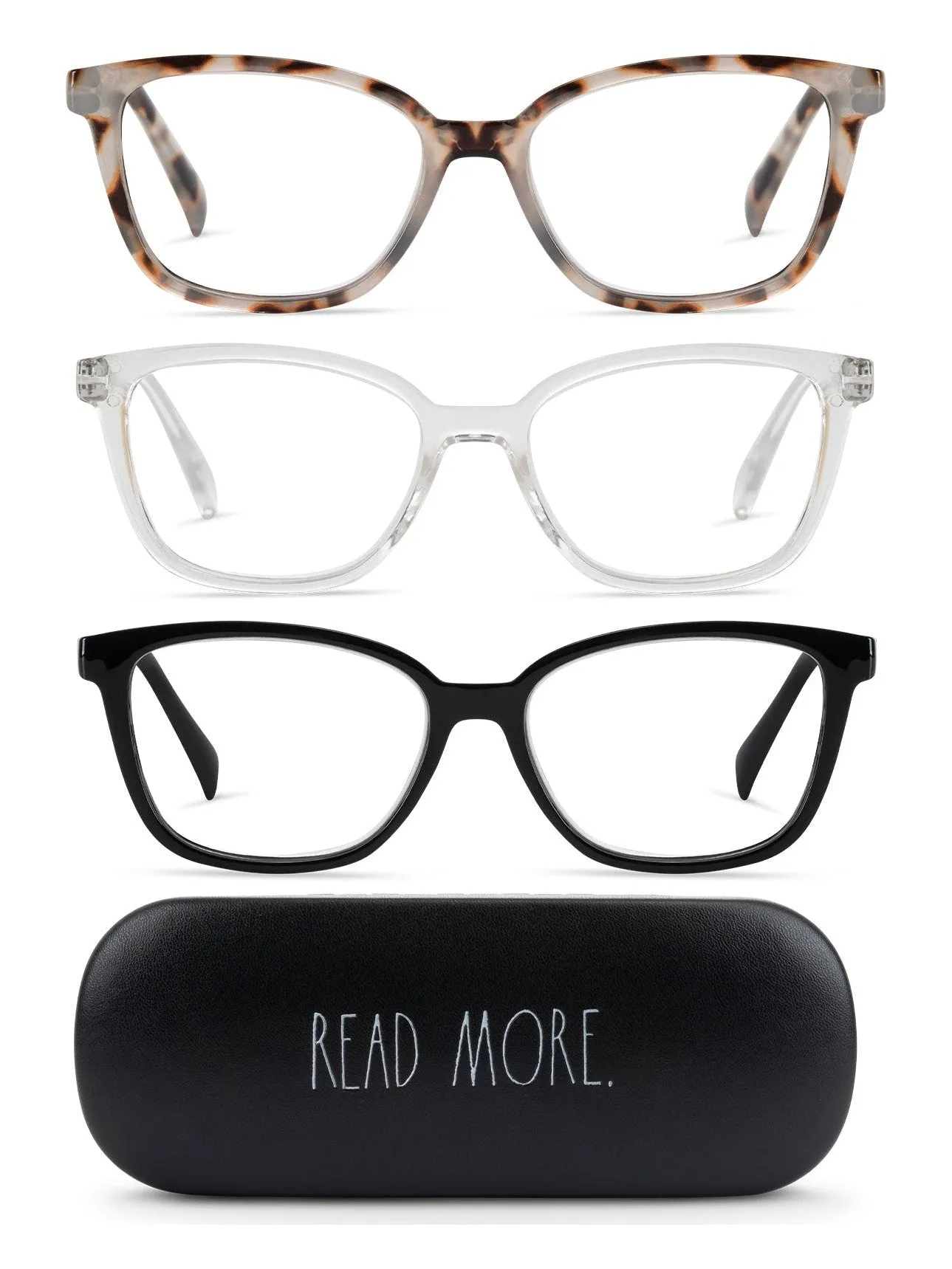 NALA 3-Pack Premium Reading Glasses with "READ MORE" Signature Font Hard Case