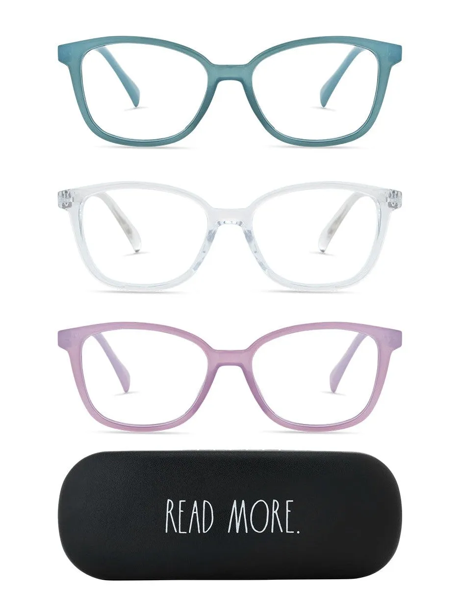 NALA 3-Pack Premium Reading Glasses with "READ MORE" Signature Font Hard Case