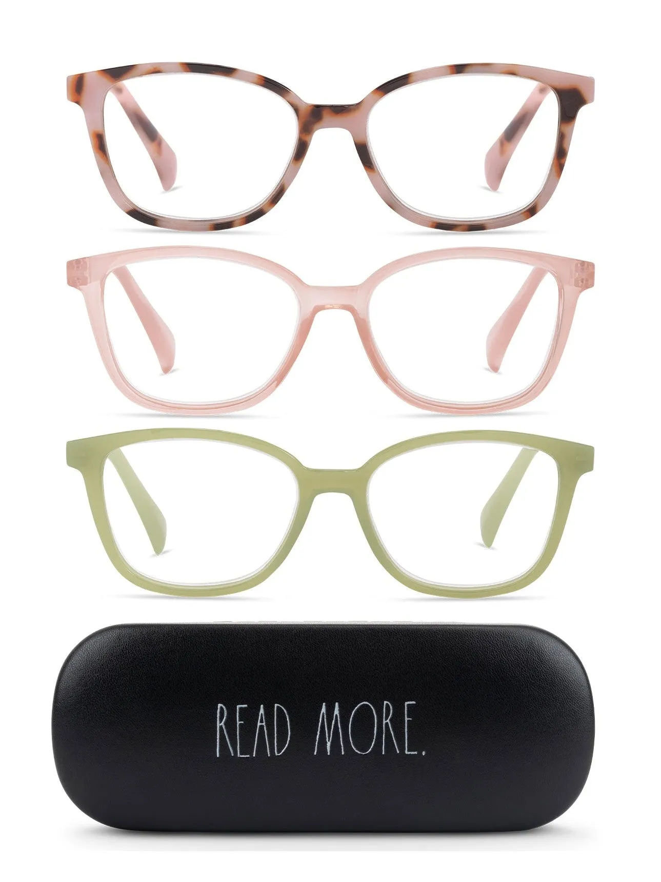 NALA 3-Pack Premium Reading Glasses with "READ MORE" Signature Font Hard Case