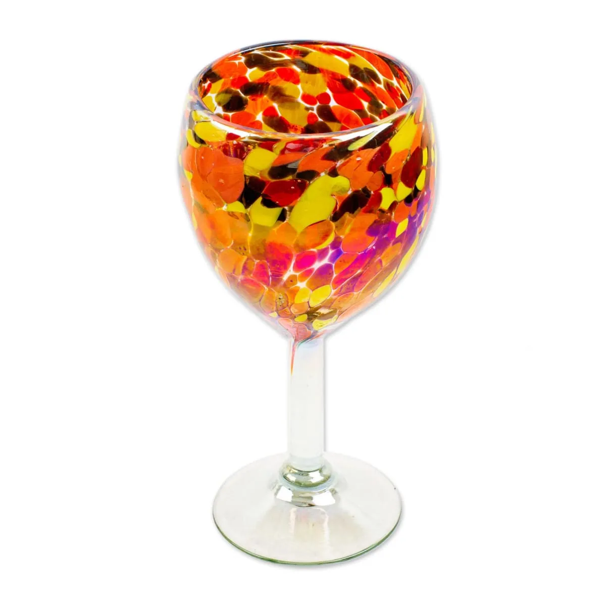 Novica Bright Confetti Handblown Recycled Glass Wine Glasses (Set Of 4)