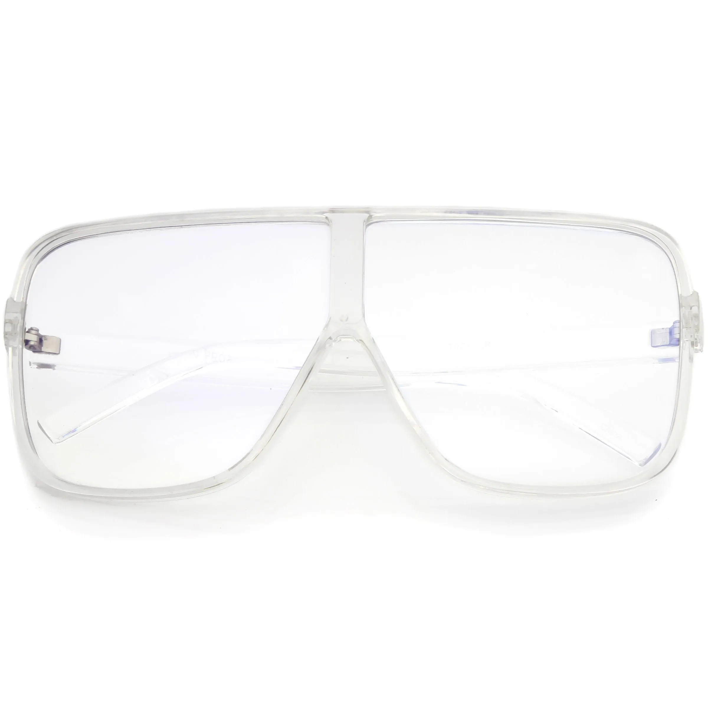 Oversize Retro Flat Top Square Shield Clear Lens Glasses