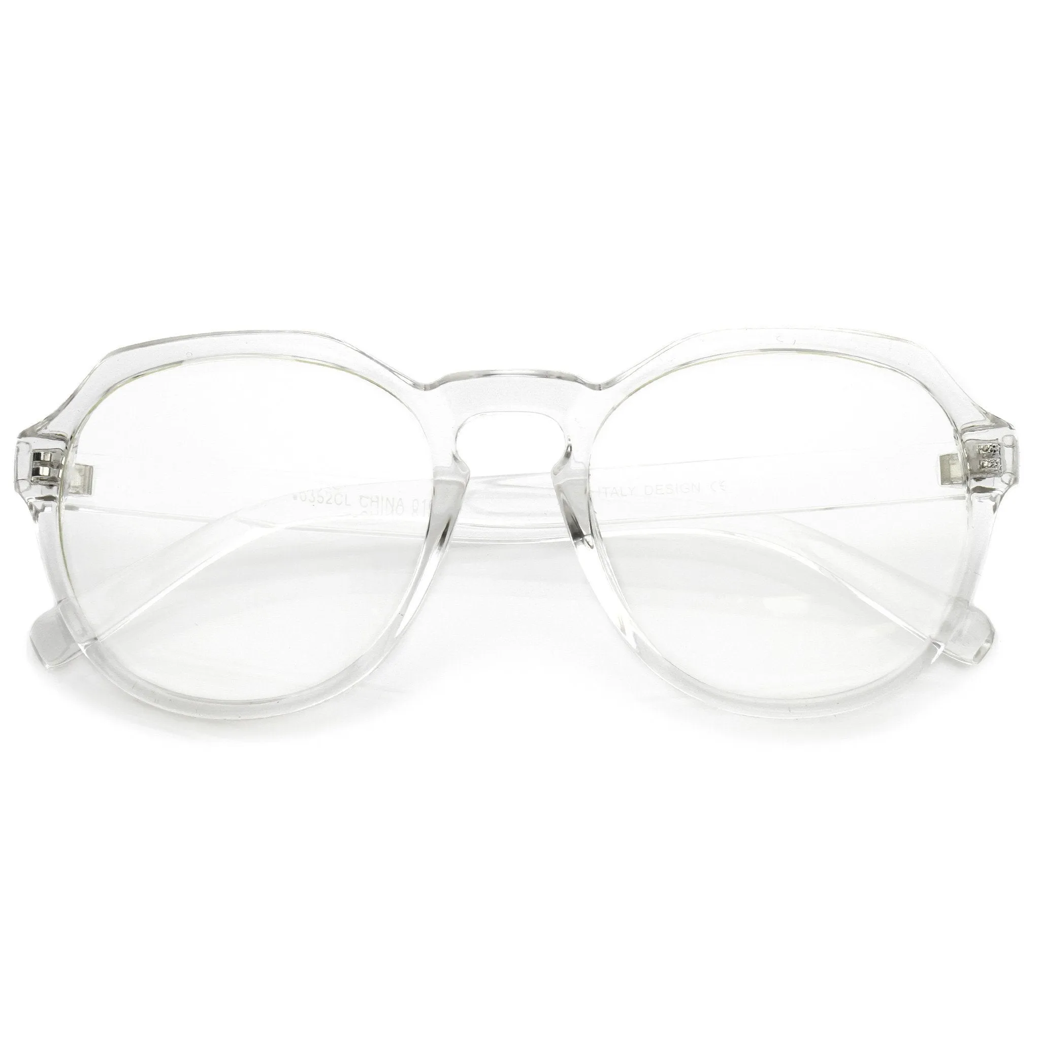 Oversize Retro Round Transparent Clear Lens Glasses