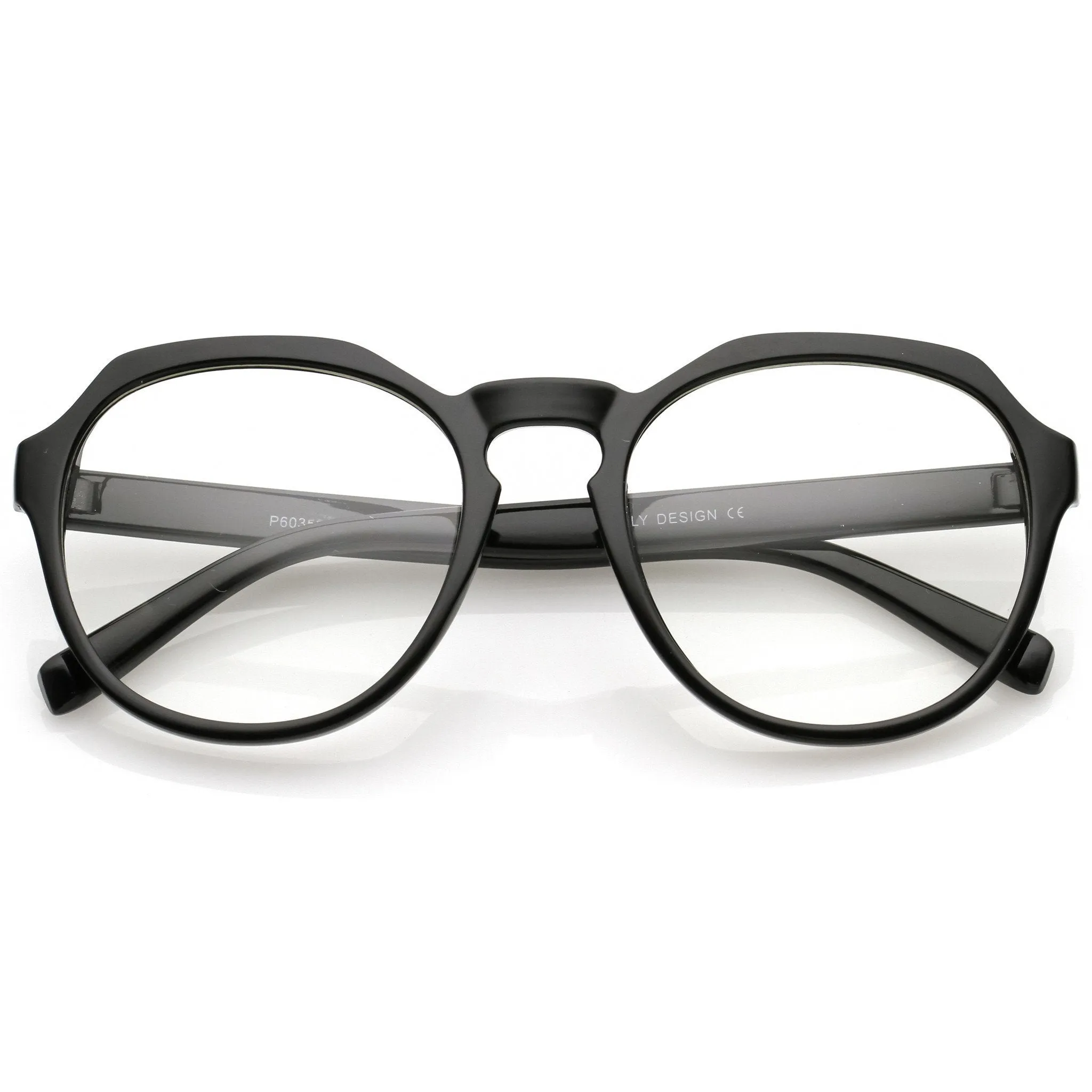 Oversize Retro Round Transparent Clear Lens Glasses