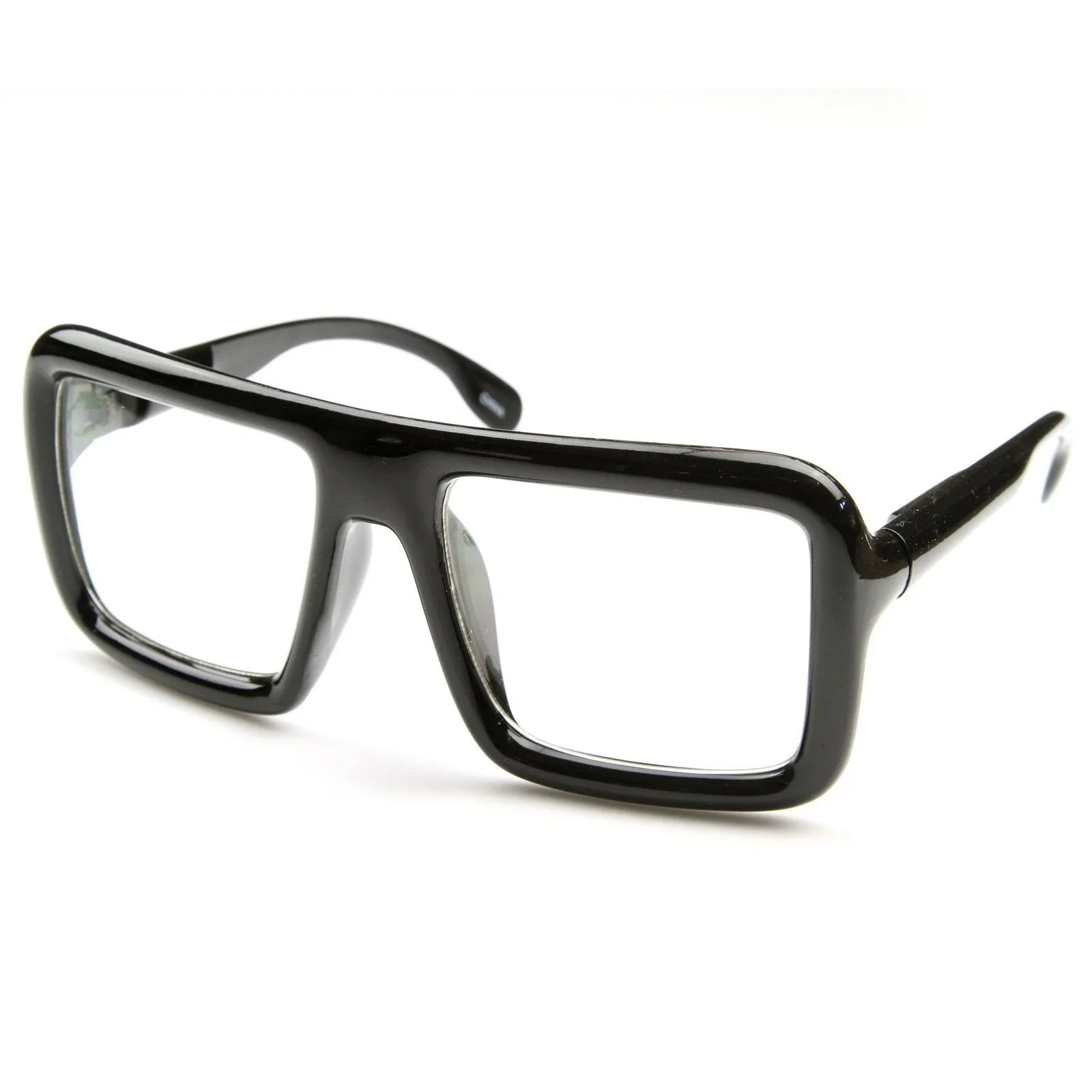 Oversize Square Block Thick Frame Clear Lens Glasses