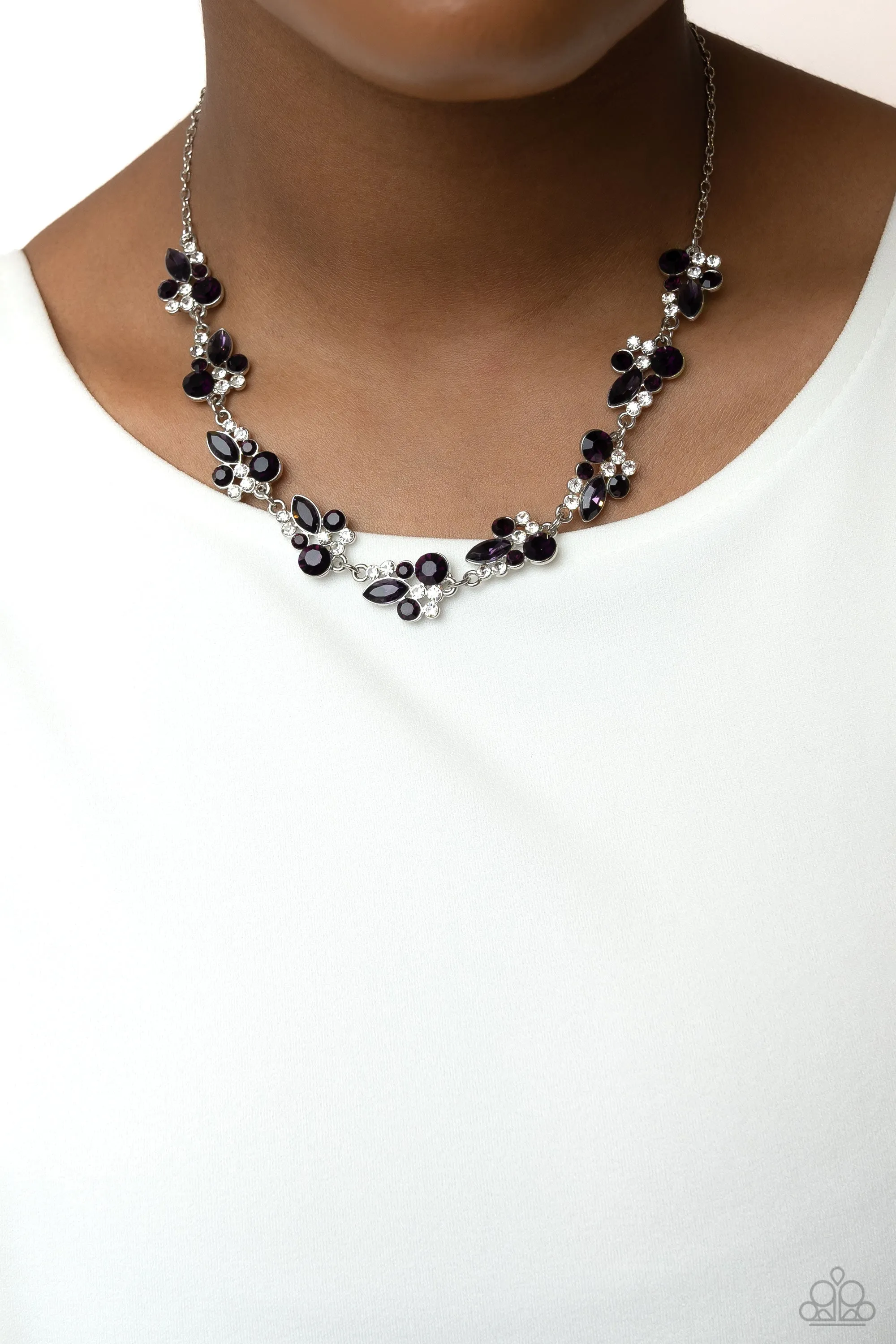 Paparazzi Swimming in Sparkles Purple Necklace & Earring Set