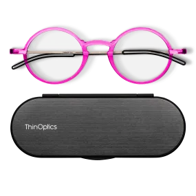 Pink Manhattan Full Frame Reading Glasses   Milano Case