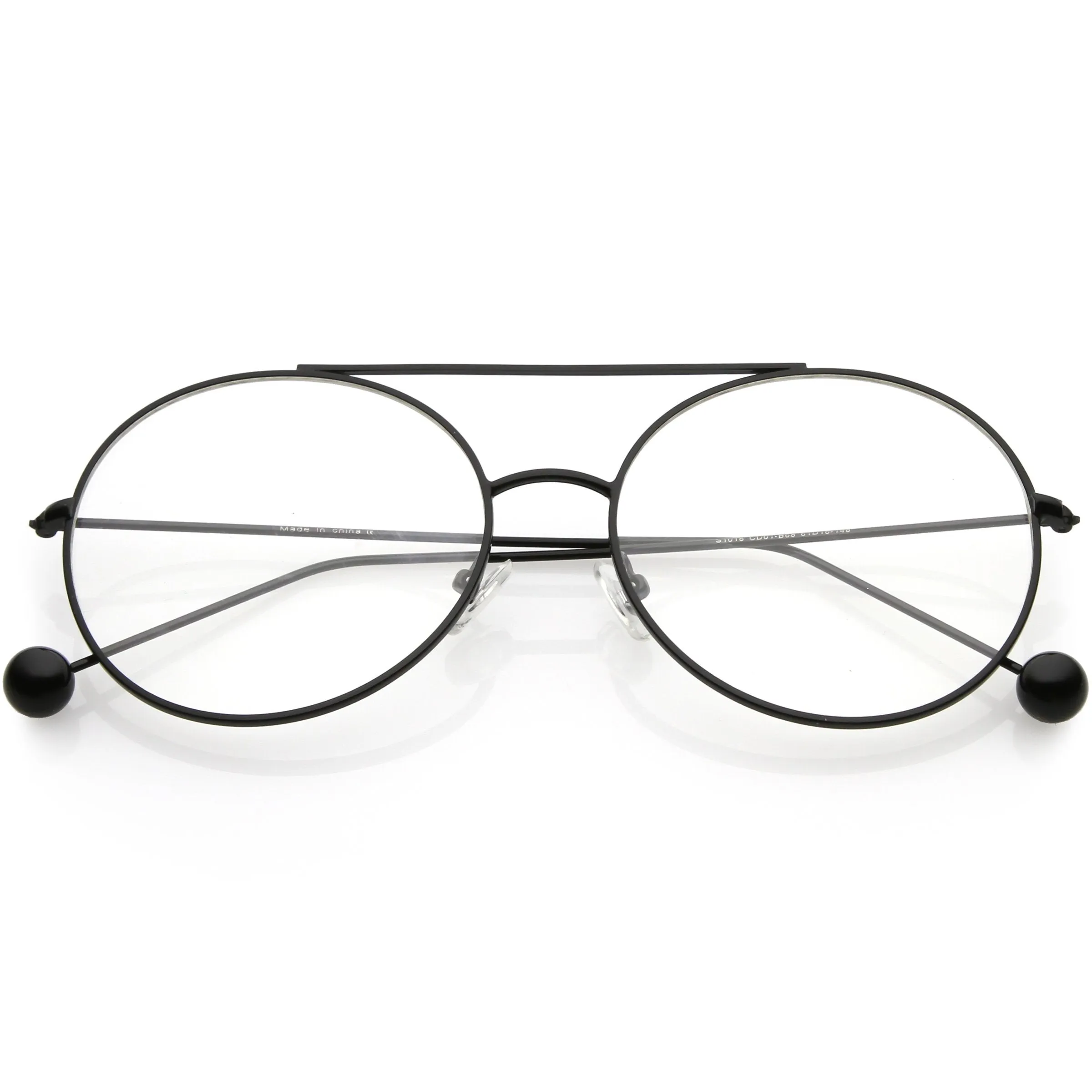 Premium Oversize Round Clear Flat Lens Metal Aviator Glasses