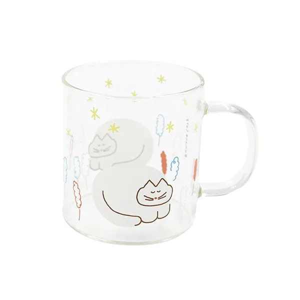 Rabbit Cats Clear Graphic Mugs Glasses Printed Vintage Retro Style Cups Gifts Kitchen Dinnerware Cold Hot Milk Coffee