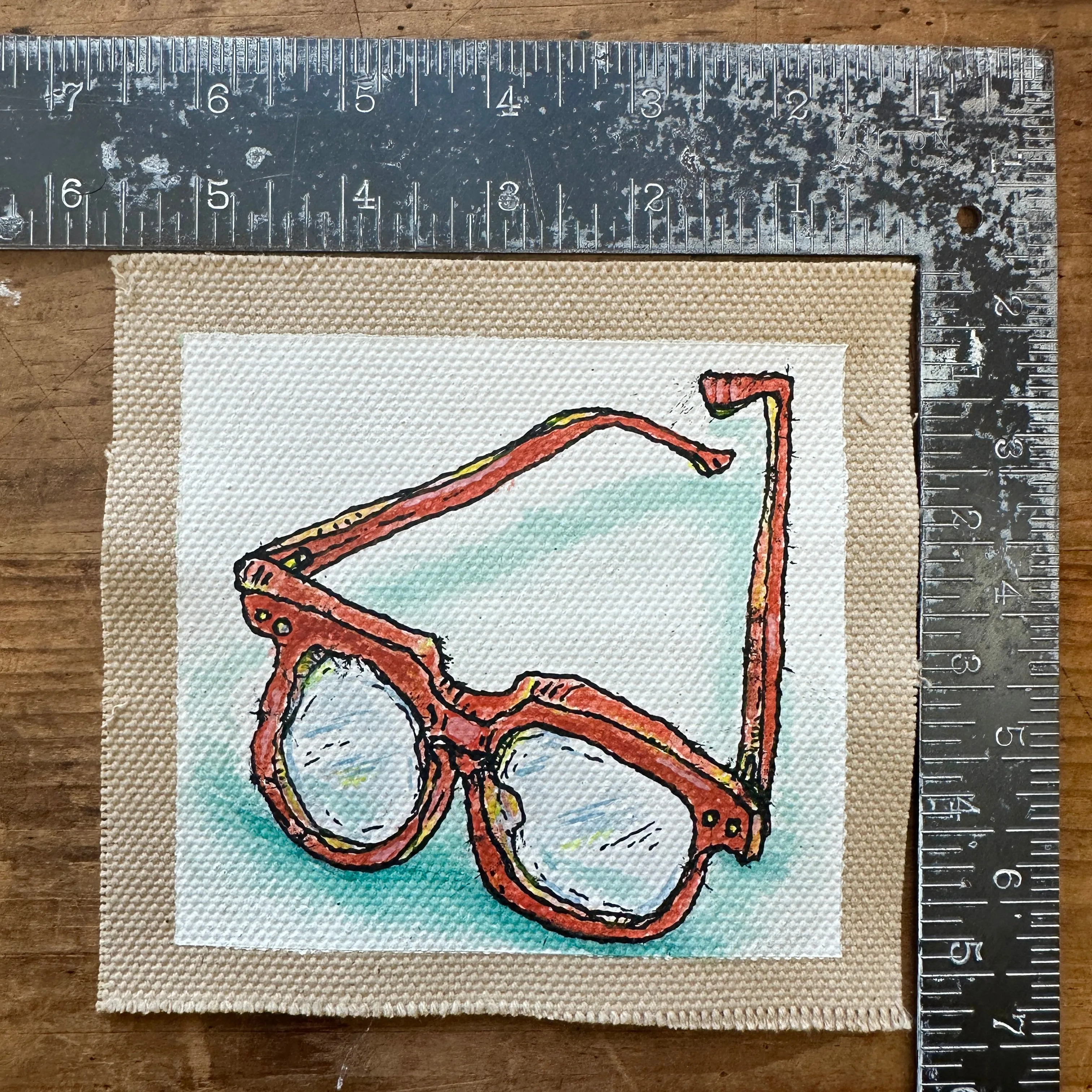 Reading glasses canvas painting