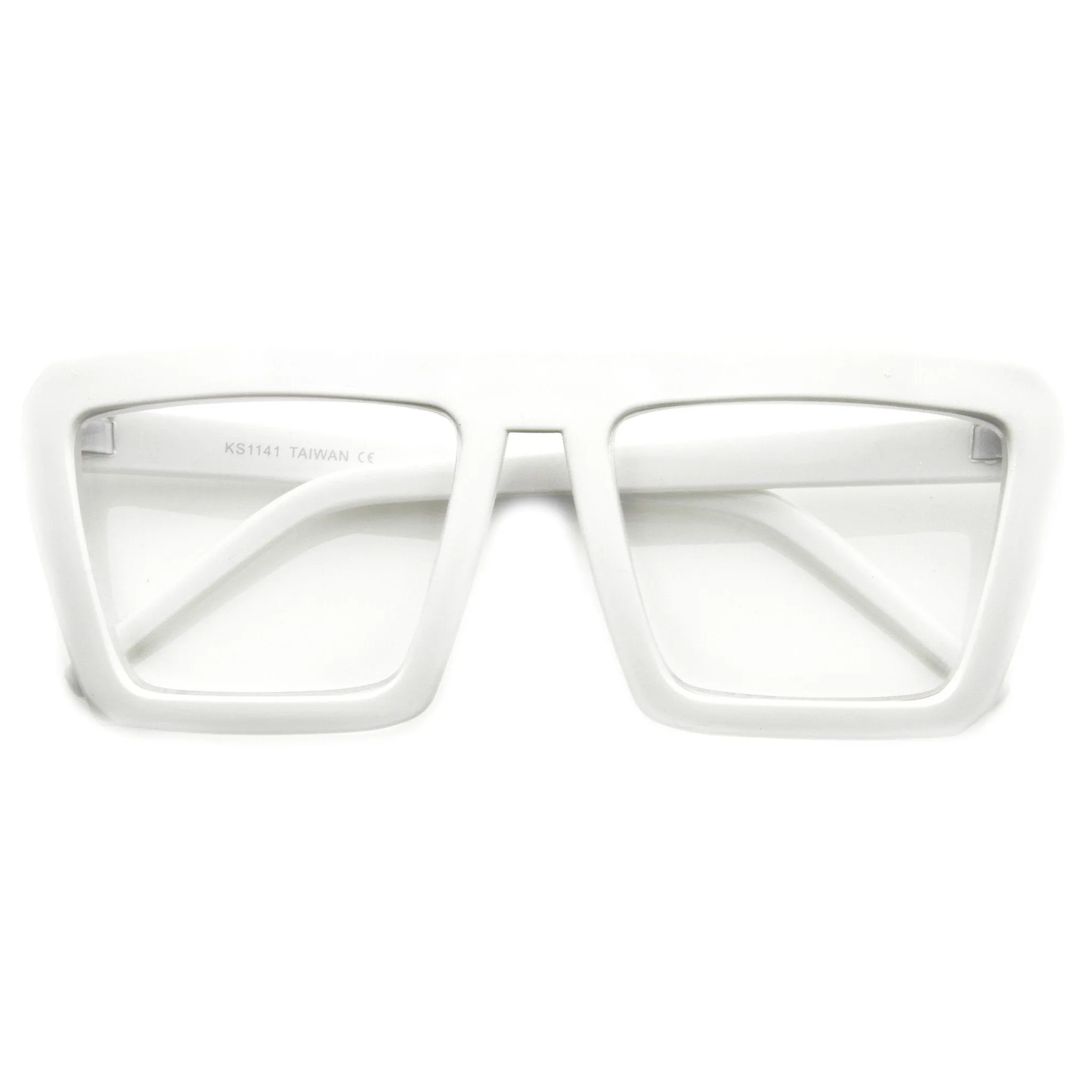 Retro Flat Top Block Aviator Clear Lens Glasses