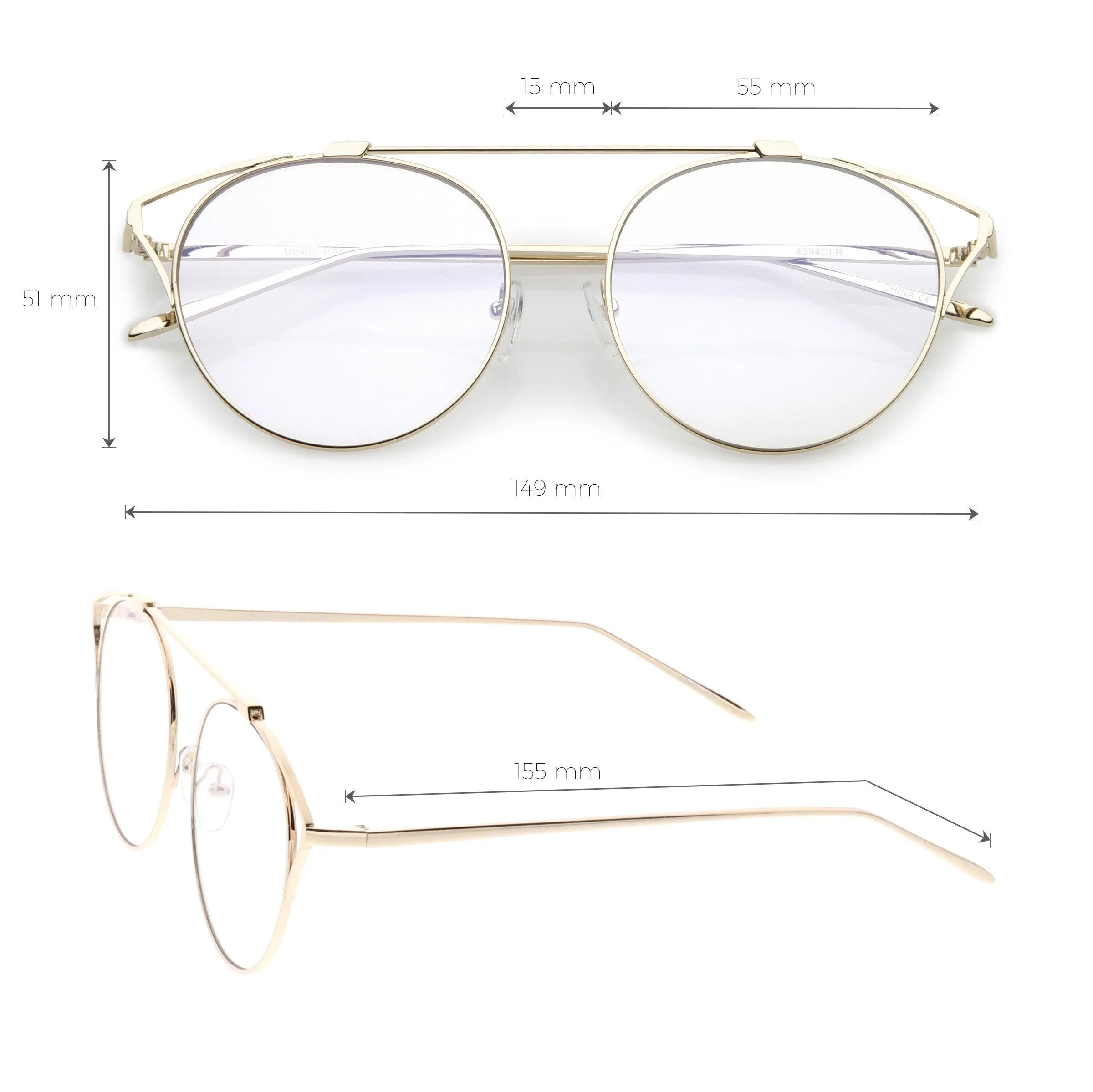 Retro Modern Full Metal Wire Frame Clear Lens Glasses