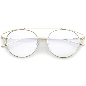 Retro Modern Full Metal Wire Frame Clear Lens Glasses