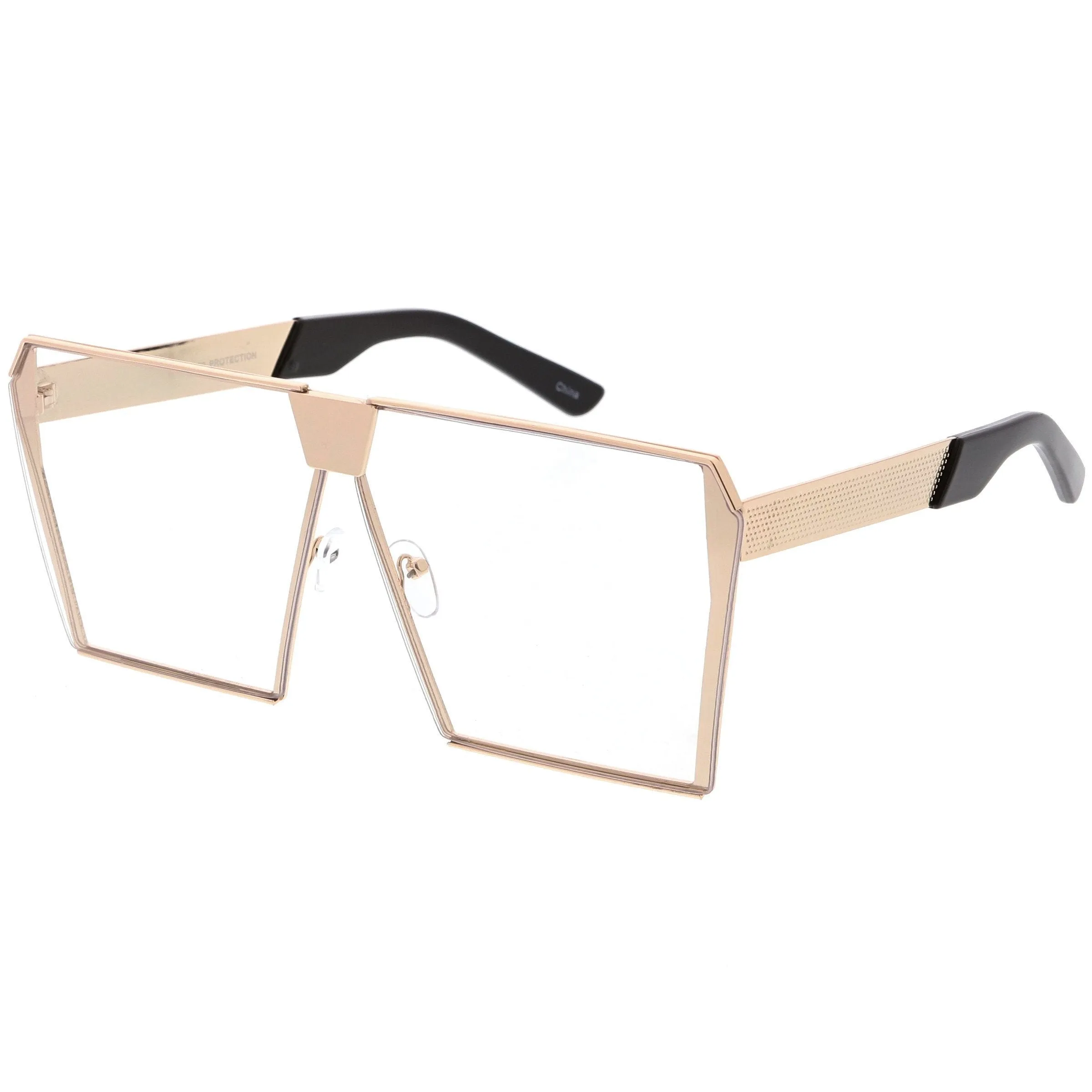 Retro Modern Space Laser Flat Top Clear Lens Glasses