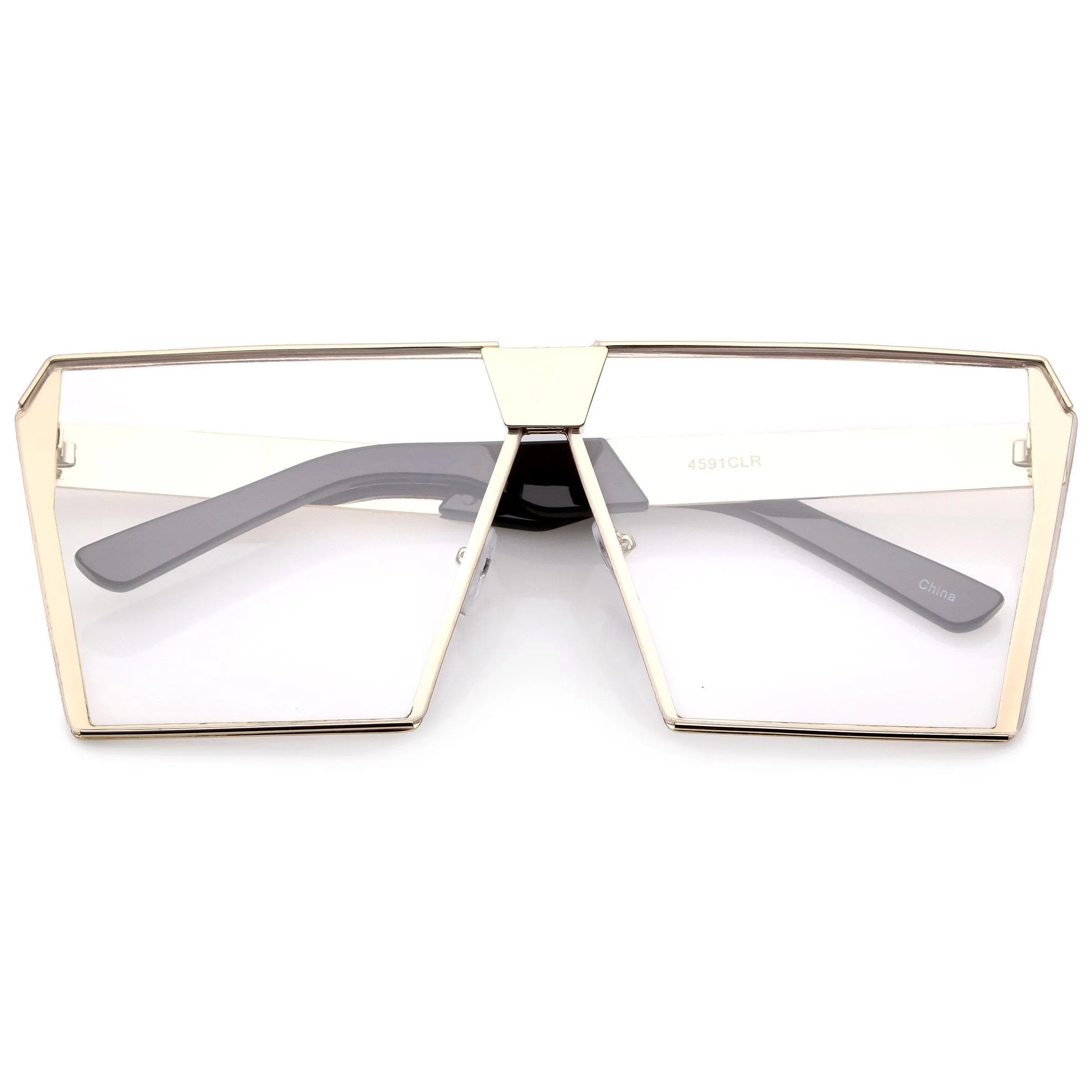 Retro Modern Space Laser Flat Top Clear Lens Glasses