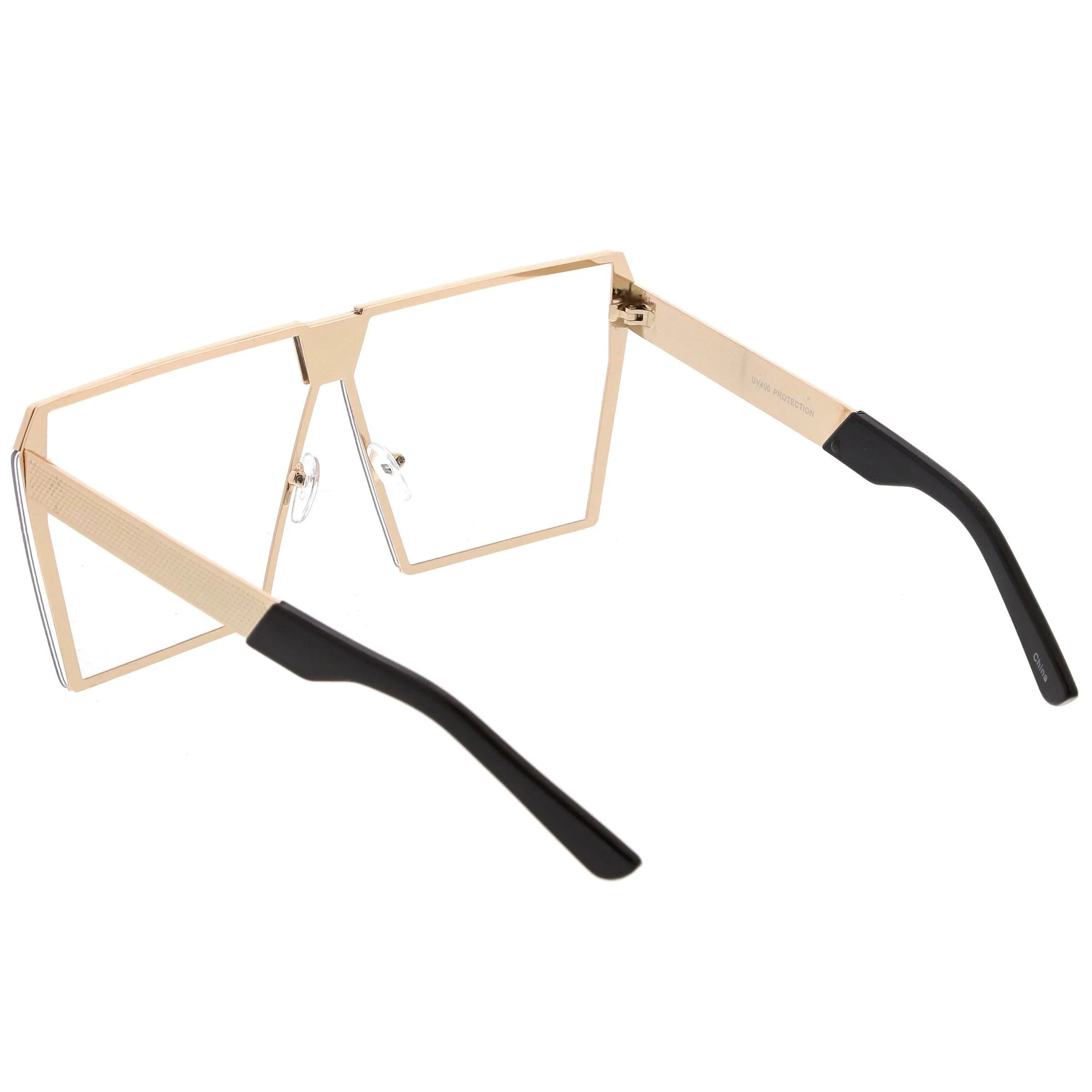 Retro Modern Space Laser Flat Top Clear Lens Glasses