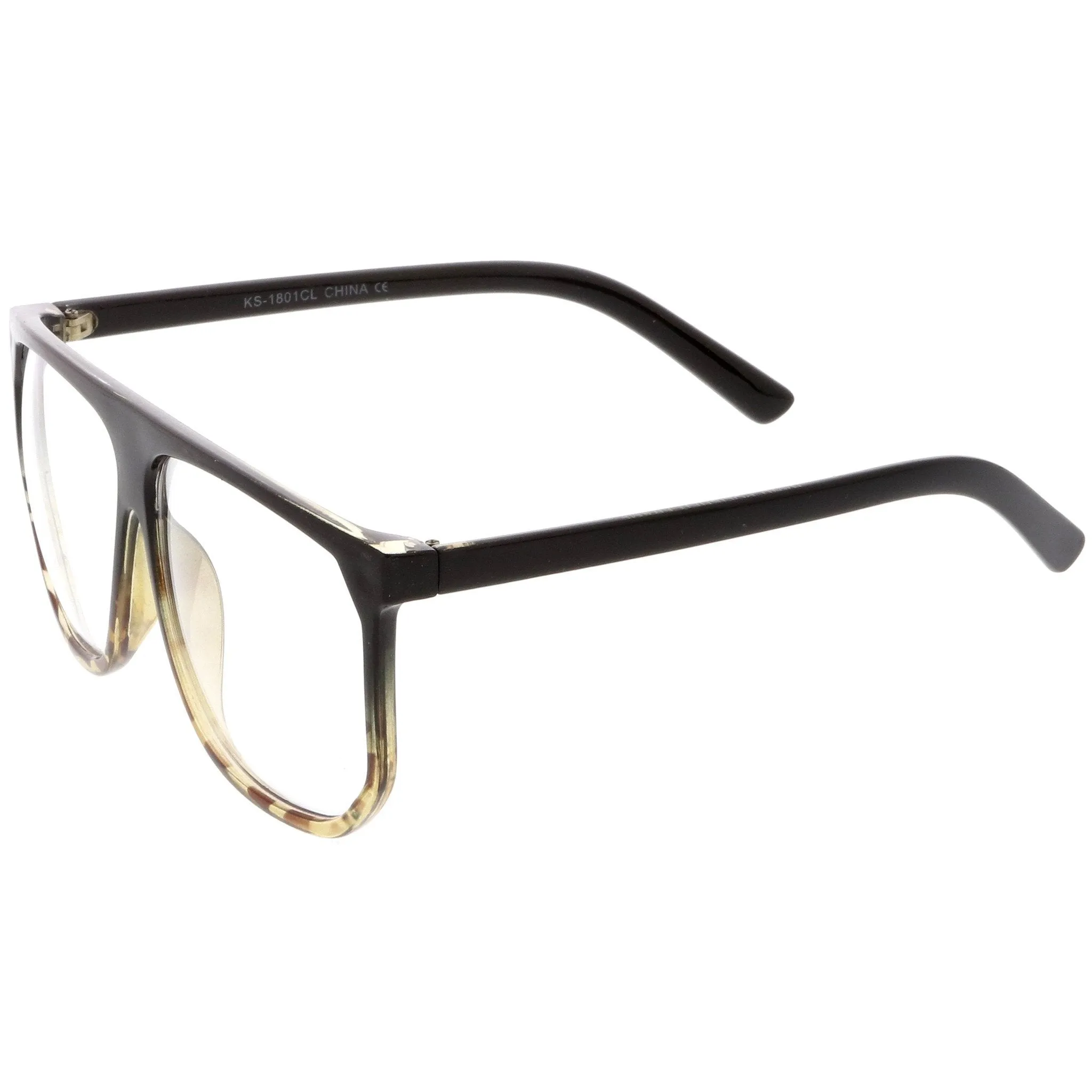 Retro Oversize Flat Top Clear Lens Aviator Glasses