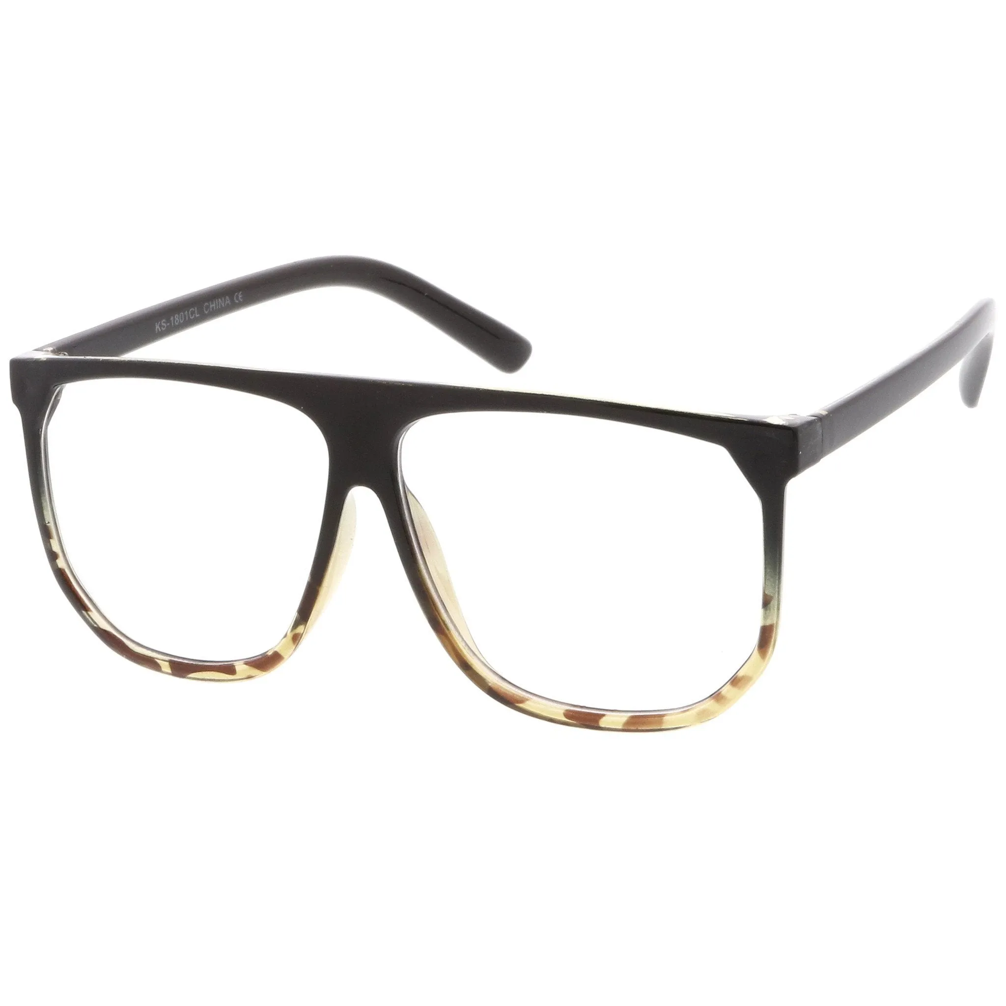 Retro Oversize Flat Top Clear Lens Aviator Glasses