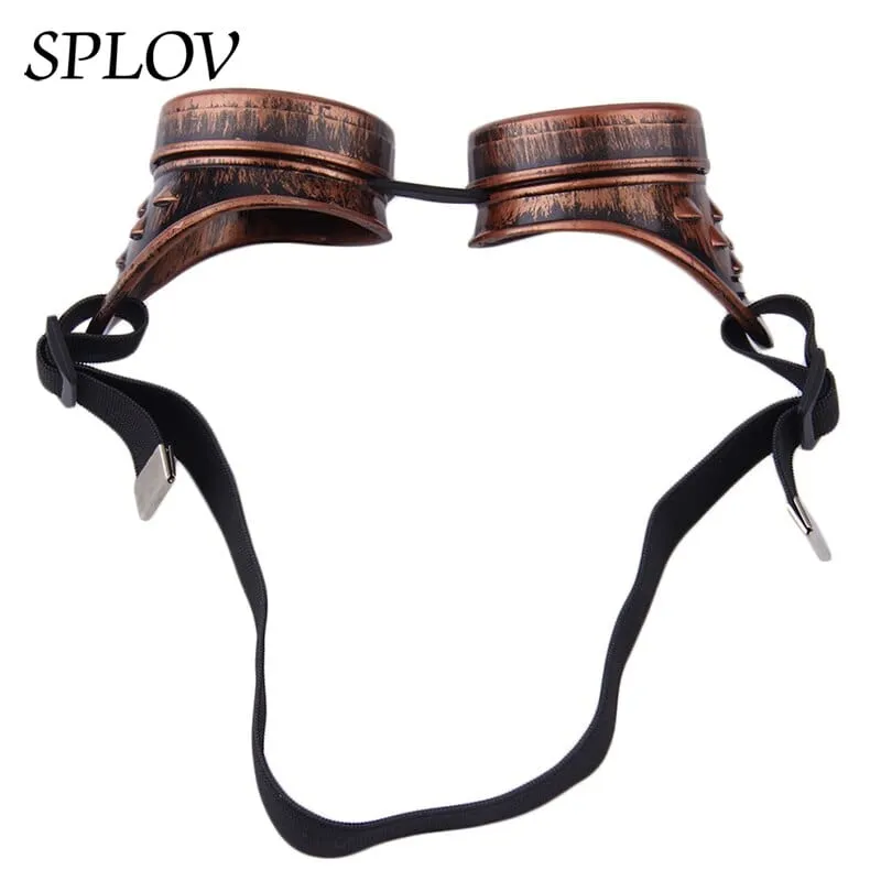 Retro Round Metal Steampunk Men Sunglasses Women Welding Fashion Cyber Glasses Adjustable Belt Vintage Shades