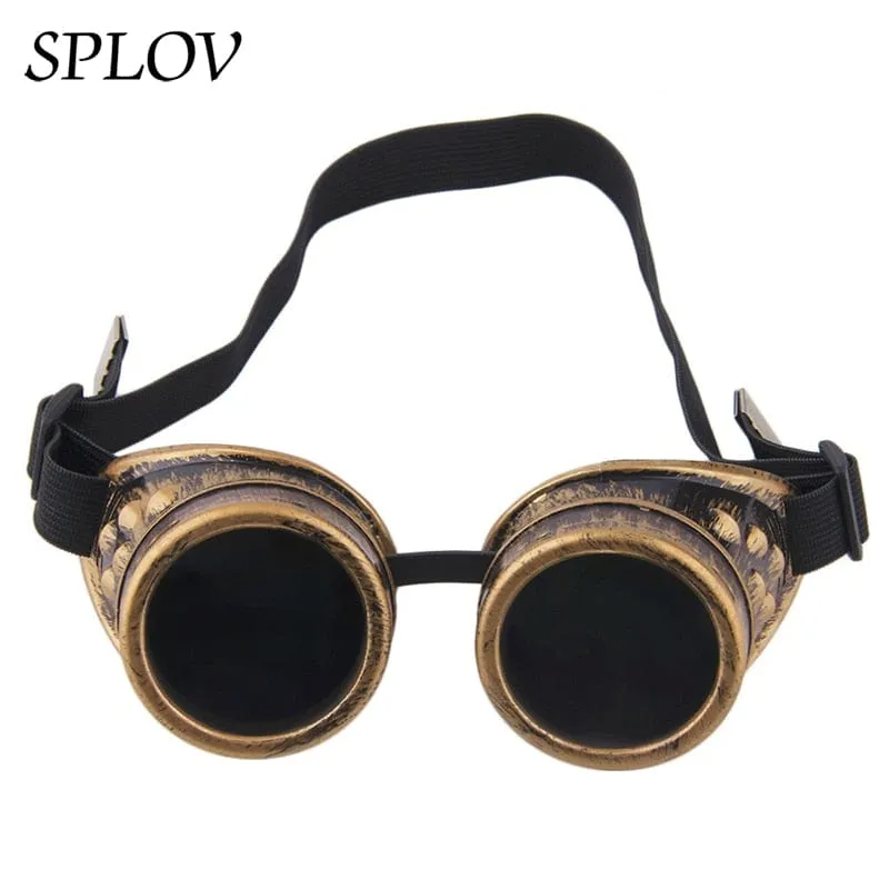 Retro Round Metal Steampunk Men Sunglasses Women Welding Fashion Cyber Glasses Adjustable Belt Vintage Shades