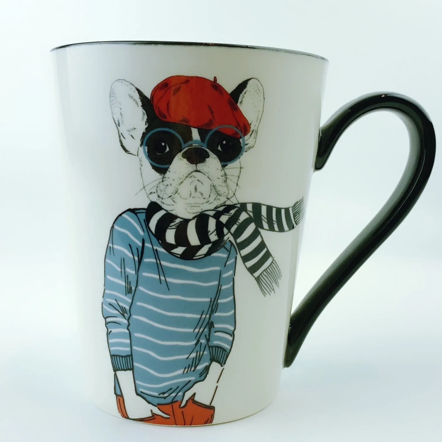 Signature Boy French Bulldog with Glasses Cup