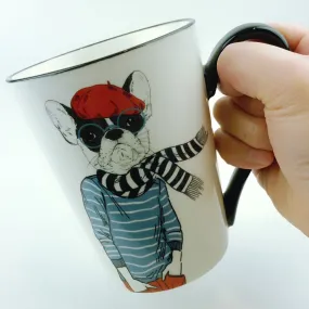 Signature Boy French Bulldog with Glasses Cup