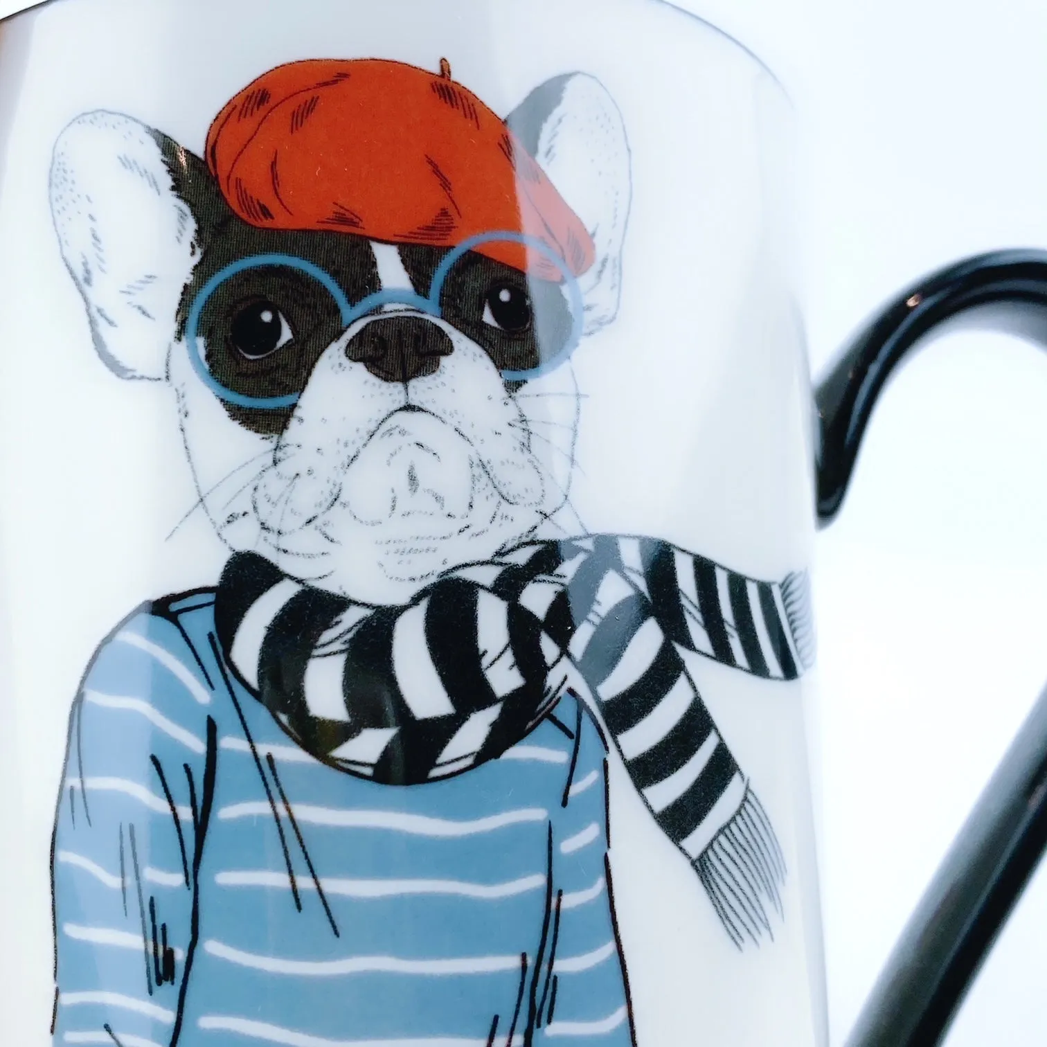 Signature Boy French Bulldog with Glasses Cup