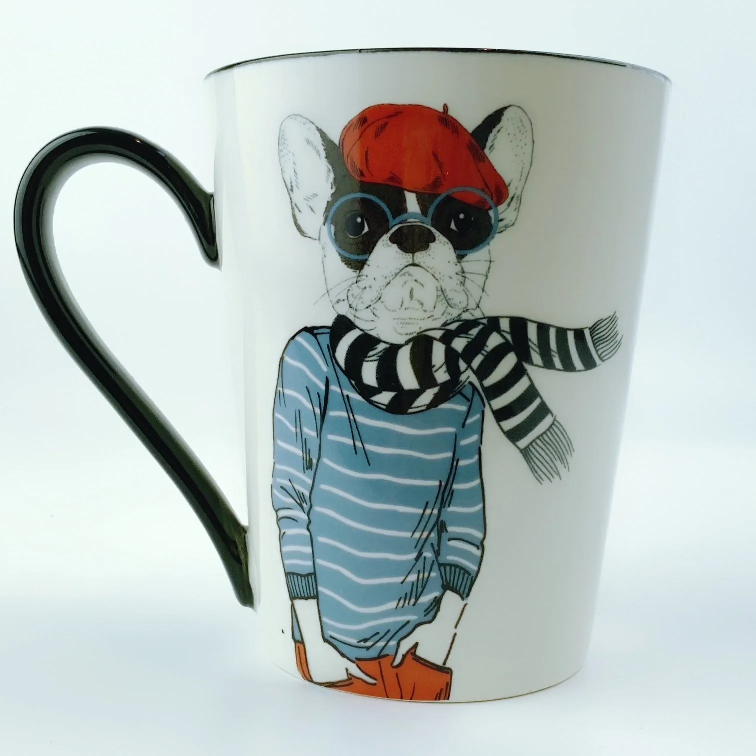 Signature Boy French Bulldog with Glasses Cup