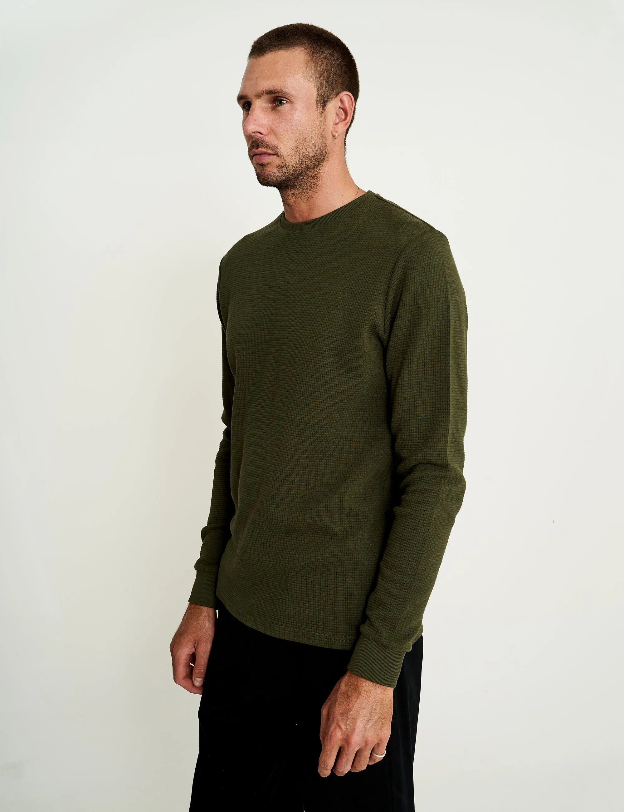 Smith Long Sleeve Waffle - Fatigue