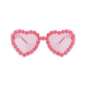 Sunglasses - Heart shaped daisy colour therapy glasses, Pink