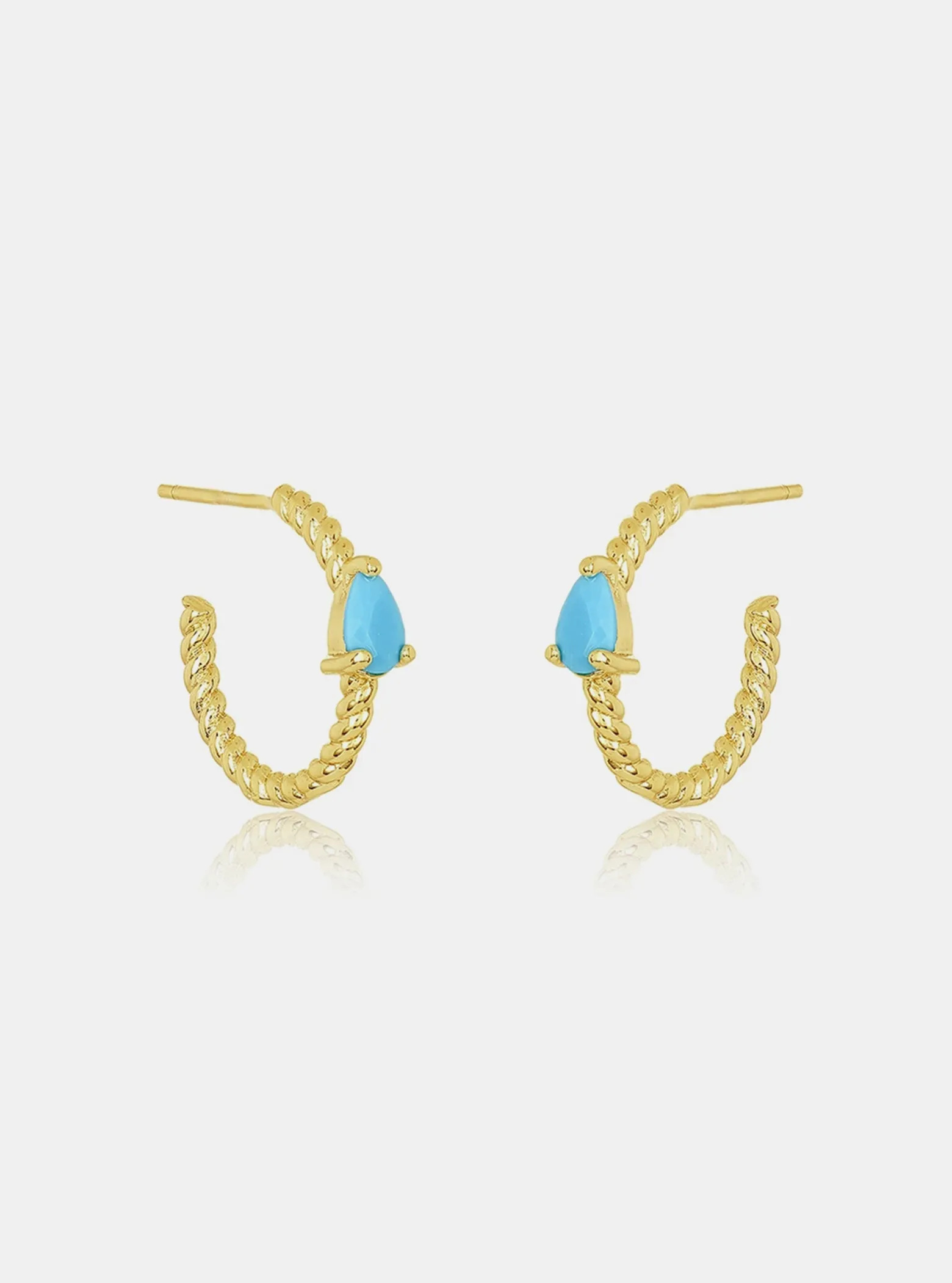 Turquoise Retro Chain Twist Hoops