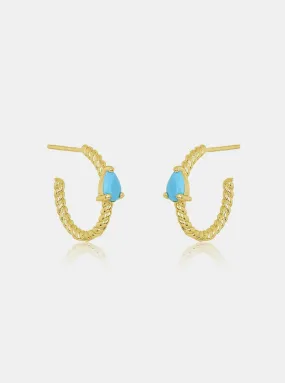 Turquoise Retro Chain Twist Hoops