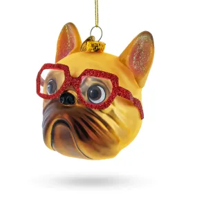 What the Heck Pug in Red Glasses Ornament