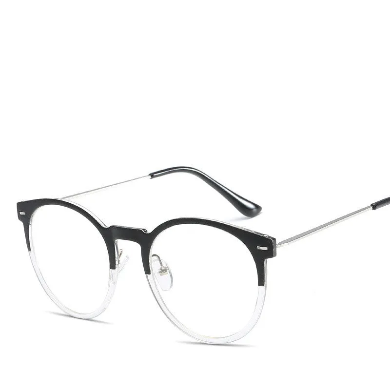 WHITE RETRO INSPIRED HALF FRAME GLASSES