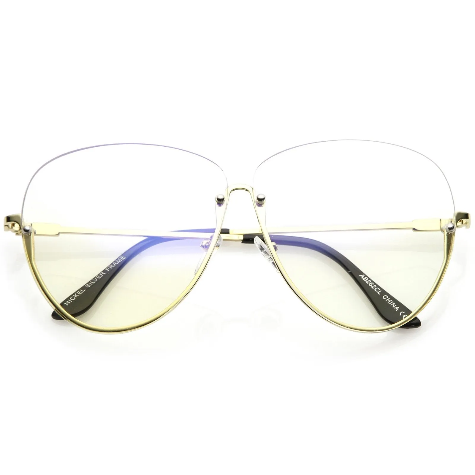 Women's Oversize Rimless Clear Lens Glasses